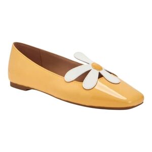 Yellow Patent Floral Applique Women's Flat
